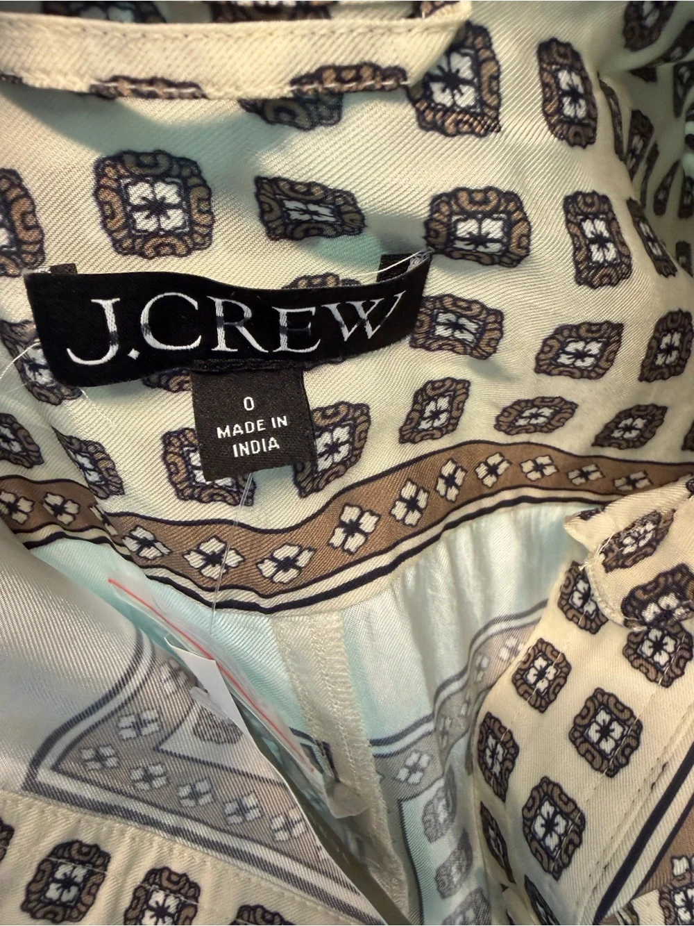 NEW J. Crew Tie-waist shirt-dress in foulard print size 0 CN920